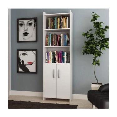 Imagem de Estante Para Livros 2 Portas E 04 Prateleiras - Branco Branco