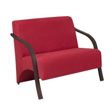 Imagem de Poltrona 2 Lugar Vênus Suede Braço Madeira Vermelho