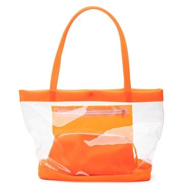 Imagem de Bolsa Feminina Praia E Piscina Bolsa Transparente Laranja