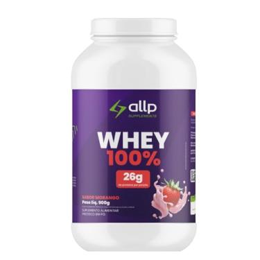 Imagem de ALLP SUPPLEMENTS Whey Protein 100% Concentrado, 26g Proteína por Dose, 900g, Sabores Chocolate, Morango e Baunilha, Ganho de Massa Muscular (Morango)