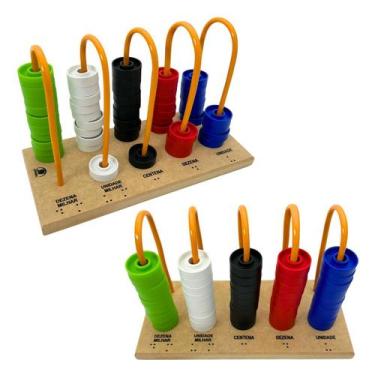 Imagem de Ábaco Fechado 5 Colunas Braille Brinquedos Educativos Pedagógico Inclu