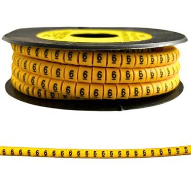 Imagem de Marcador de Cabos Fios Anilha Número 6 4mm a 6mm 500 Peças - Stak Elec