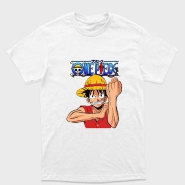 Imagem de Camiseta Branca One Piece  Monkey D. Luffy  Chapéu de Palha Tamanho:MT