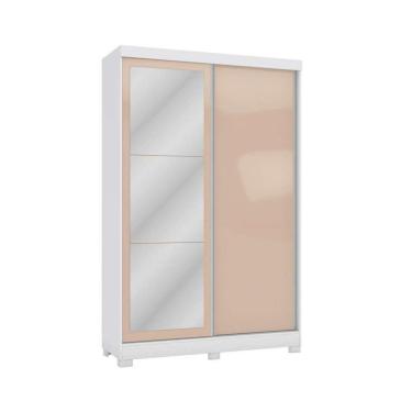 Imagem de Guarda Roupa Solteiro 2 Portas De Correr E 2 Gavetas C- espelho E Pés N571 Branco macadamia