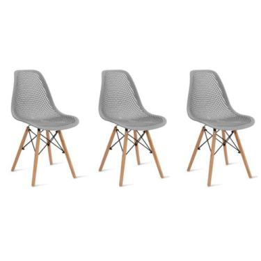 Imagem de Kit 3 Cadeiras Eames Design Colméia Eloisa Cinza - Homeland