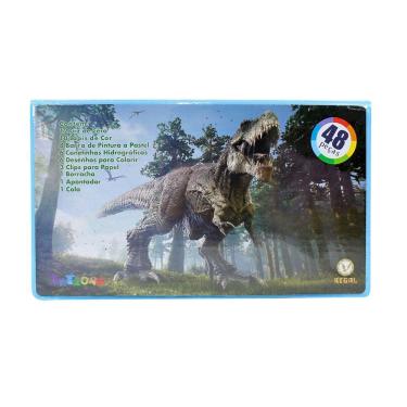 Imagem de Estojo Maleta Escolar Dino Com 48 Peças Inmetro