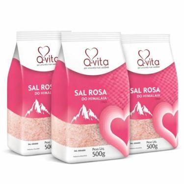 Imagem de Kit 3 Sal Rosa do Himalaia Fino Q-VITA 500g