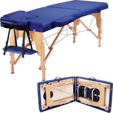 Imagem de Mesa de massagem Yaheetech Cama de spa portátil ajustável azul