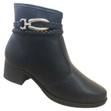 Imagem de Bota Moleca Coturno Cano Curto Salto Quadrado Baixo Ziper Botinha Maci