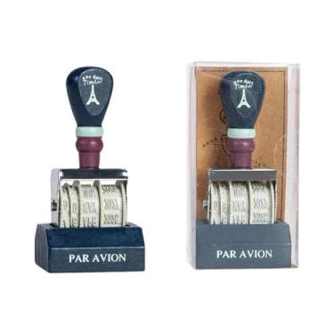 Imagem de Carimbo De Data Retrô De Madeira Ajustável Com Botão Para Diário E DIY