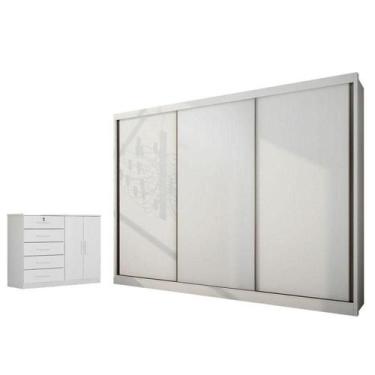 Imagem de Guarda Roupa Casal Londres E Cômoda Seul Neve - Novo Horizonte - MÓVEI