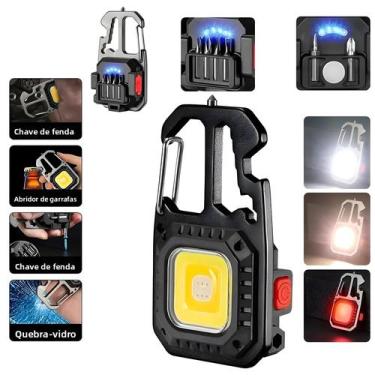 Imagem de Lanterna De Chaveiro LED COB Recarregável Com 8 Modos, Alta Luminosida