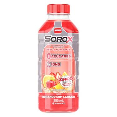 Imagem de Sorox Bebida Hidratante Zero Açúcar Morango com Laranja com 8 Íons e Zinco, Eletrólitos para Hidratação e Reposição, Baixa Caloria, 550ml