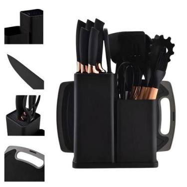 Imagem de Kit Utensílios de Cozinha Preto Jogo Completo com 19 Peças - Genérico