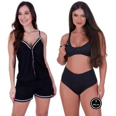 Imagem de Combo Amamentação - c13 Pijama Dayse com Botões + Sutiã com Clique + C