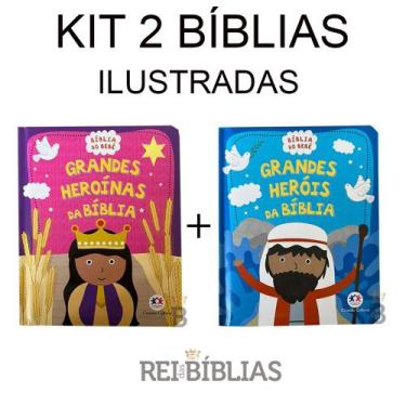 Imagem de Kit 2 Bíblias Infantis Ilustrada - Grandes Heróis e Heroínas da Bíblia