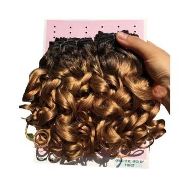 Imagem de Pacotes De Cabelo Humano Ombre Bouncy Curl, 6 Pacotes, Loiro Natural T
