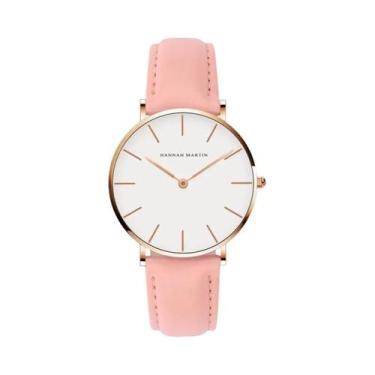 Imagem de Relógio De Moda Feminino Com Pulseira De Couro, À Prova d'Água, Movime