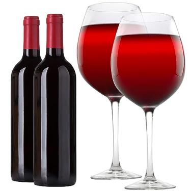 Imagem de Copos de vinho grandes de 950 ml (pacote com 2) - Comporta uma garrafa cheia de vinho - Feito de vidro soprado à mão, NÃO de plástico - Vidro GG divertido para tabuleiros de charcutaria, festas de