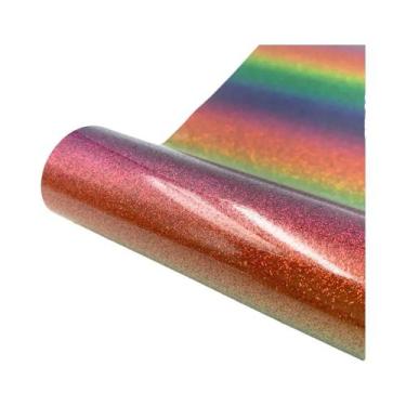 Imagem de Vinil De Transferência Térmica PU HTV Com Glitter Em Cores Sortidas Pa