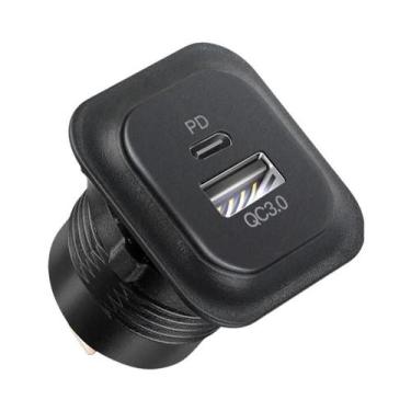 Imagem de Carregador Rápido Tipo C Para Carro Com Duas Portas USB C PD3.0 QC3.0 