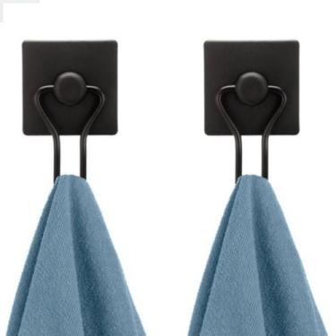 Imagem de Kit 2 Gancho Cabide Suporte Porta Toalha Parede Banheiro Sem Furo Fixa