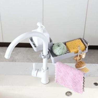 Imagem de Organizador Prático para Pia com Divisórias e Mini Varal Dobrável - Gr