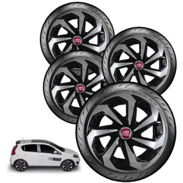 Imagem de 4 Calota Aro 14 Fiat Palio 2004 2005 2006 2007 + Emblema