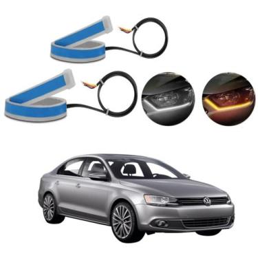 Imagem de Kit Fitas Led DRL Farol + Seta 12v 60cm Jetta 2011 2012 2013 - Light S
