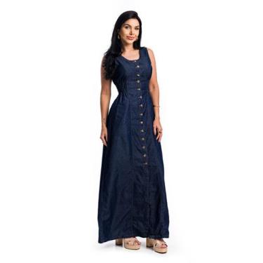 Imagem de Vestido Jeans Longo Com Lastex - RESTRITO JEANS, 36, Azul escuro