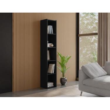 Imagem de Livreiro Janaina com 4 Prateleiras Preto - AJL Móveis