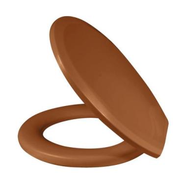 Imagem de Assento Almofadado Plus Slim Oval Caramelo Tampa Vaso Marcas - METASUL