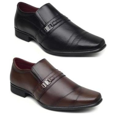 Imagem de Kit 2 Pares Sapato Social Masculino Confortável Dia a Dia Direto da Fábrica-Masculino