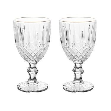 Imagem de Conjunto de Taças de Vidro Transparente Lumini Greek Fio de Ouro 320ml