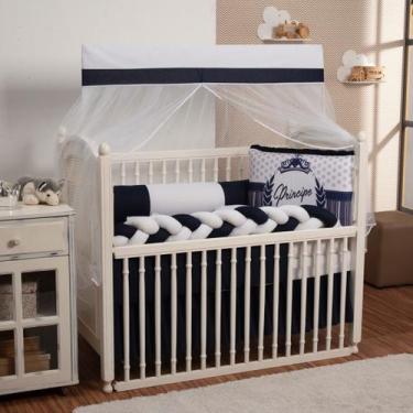 Imagem de Kit berço estampado bebê herói vitorioso com mosquiteiro 9 pçs - RG SH