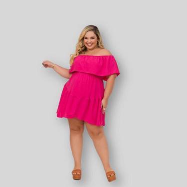 Imagem de Vestido Plus Size Feminino Ciganinha Babado 0577 - Bellucy Modas, Pink