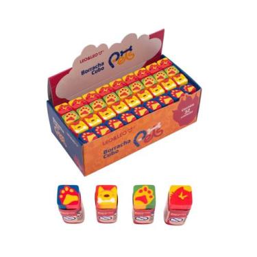 Imagem de Kit com 32 Borracha escolar cubo decorada pets LeoLeo - Leonora