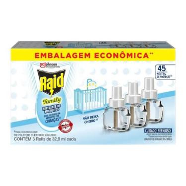 Imagem de Repelente Elétrico Líquido Raid 45 Noites 3UN Refil de 32,9ml - SC Joh
