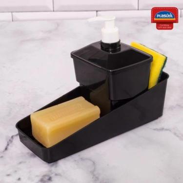 Imagem de Conjunto Porta Detergente 600ml 3 em 1 Plasutil - Plasútil, Preto
