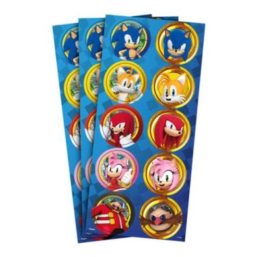 Imagem de Adesivo Redondo para Lembrancinha Sonic - 30 Unidades - Regina