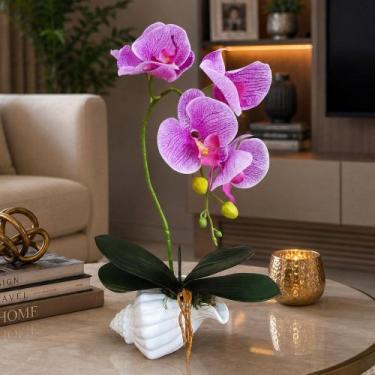 Imagem de Arranjo Orquídea Artificial Vaso Decoração Enfeite Casa 40cm - Genéric