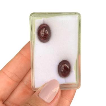 Imagem de Turmalina Rubelita Olho-de-Gato Oval Cabochão Par 18,65ct - SP GEMAS