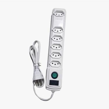 Imagem de Filtro de Linha 6 Tomadas com Fusível e Proteção Contra Surtos Bivolt Branco Bright
