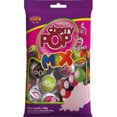 Imagem de Pirulito Cherry Pop Mix Sortidos 140g - Sams  Recheio chiclete - Sam'S