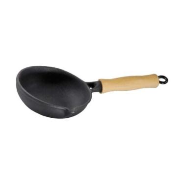 Imagem de Frigideira Ferro Fundido Cabo Madeira para Ovos 15CM Preta Libaneza