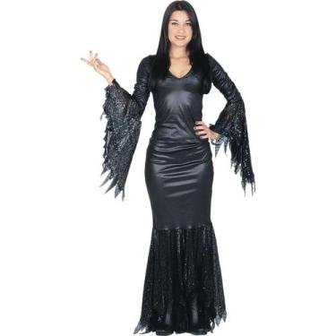 Imagem de Fantasia Mortícia Addams Adulta Luxo Vestido Preto Halloween - Sulamer