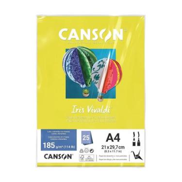 Imagem de Papel Canson Iris Vivaldi 185 g/m² A4 25 Fls Amarelo Canario