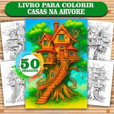 Imagem de Livro de Colorir Casa na Árvore Antiestresse  Arte, Relaxamento e Cria