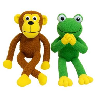 Imagem de Kit 2 Brinquedos Pelúcia Para Cachorro Pet Mordedor Macaco Sapo - Lung