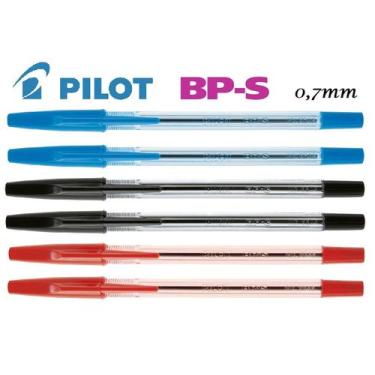 Imagem de Caneta Esferográfica BPS 0,7mm Pilot Kit com 6 Az, Pt e Vm